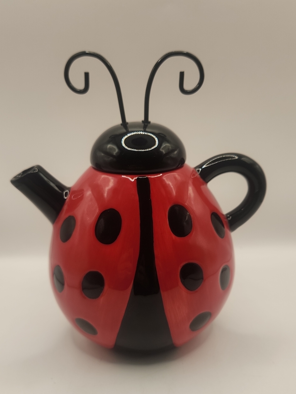 LadyBug Teapot Cream Pitcher Figural Burton and Burton Red And Black